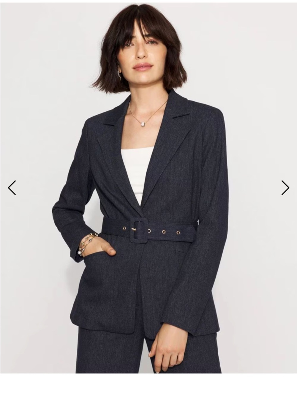 WHBM Denim-Look Blazer
Dark indigo crosshatch